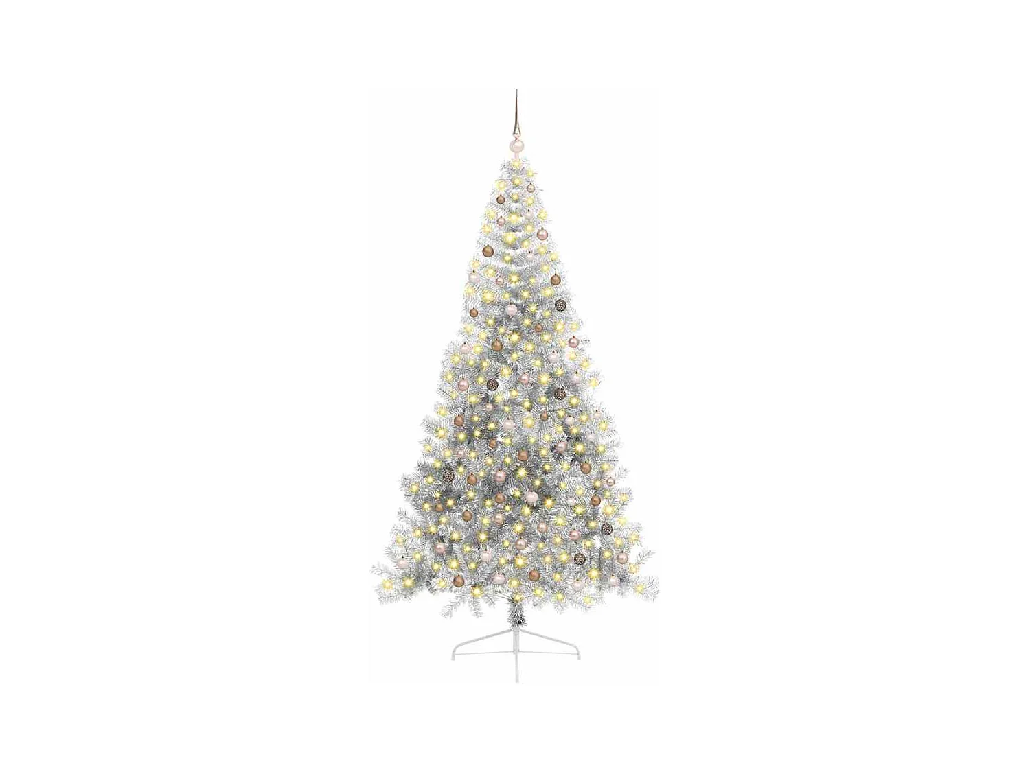 Sapin de Noël artificiel pré-éclairé Argent 240 cm PET