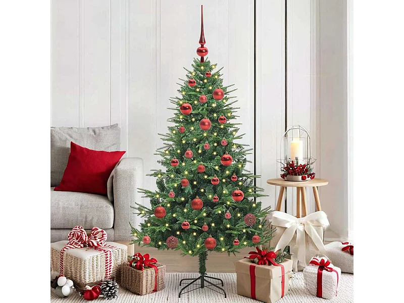 Sapin de Noël artificiel pré-éclairé avec set de boules Vert