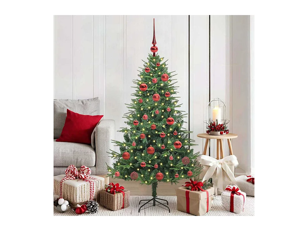 Sapin de Noël artificiel pré-éclairé avec set de boules Vert