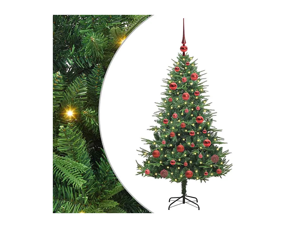 Sapin de Noël artificiel pré-éclairé avec set de boules Vert