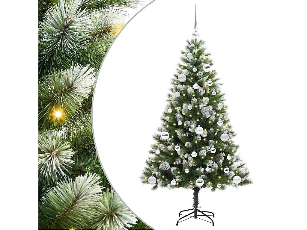 Árvore de Natal Artificial com Dobradiças e Neve Coberta 150 cm