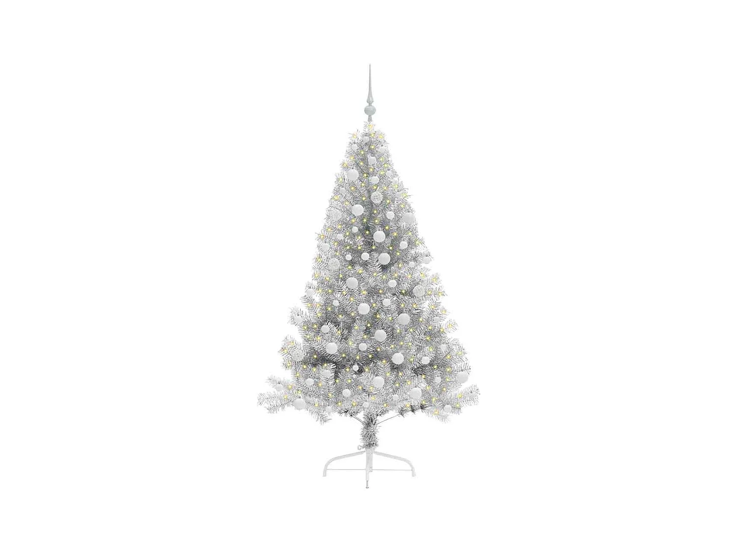 Sapin de Noël artificiel pré-éclairé Argent 180 cm PET
