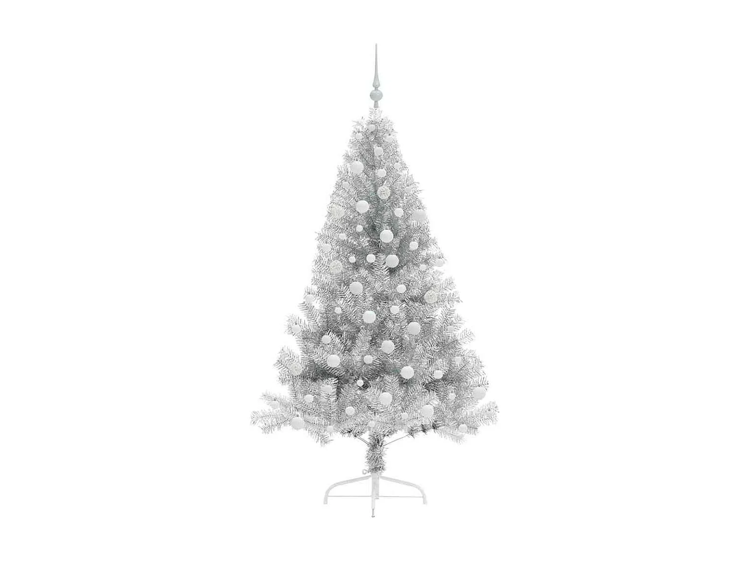 Sapin de Noël artificiel pré-éclairé Argent 180 cm PET