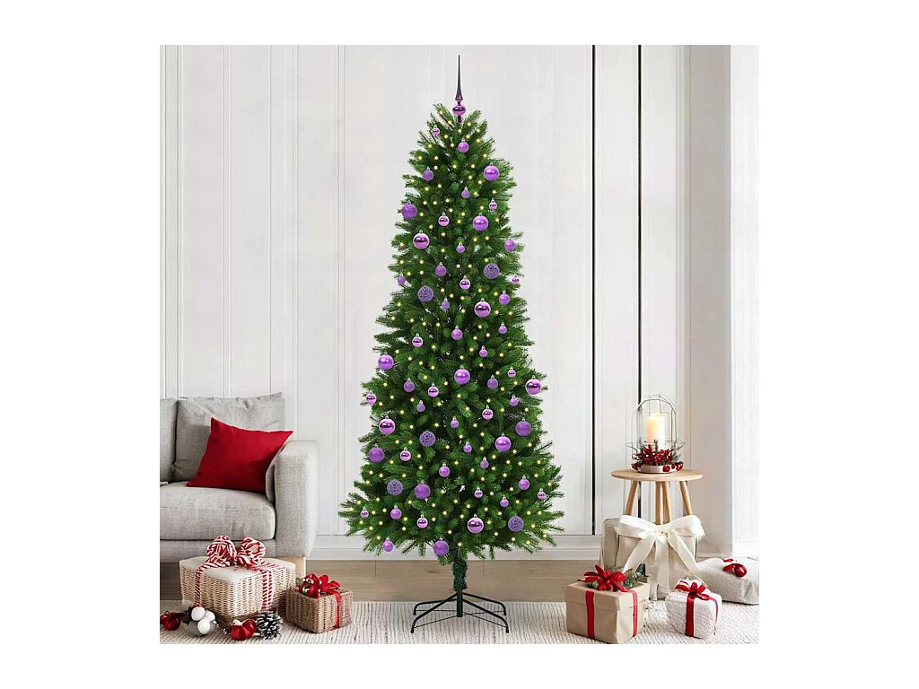 Sapin de Noël avec 300 LED avec support Vert 240 cm PE