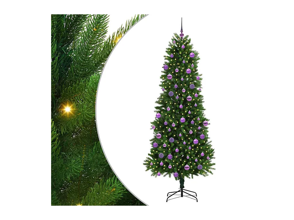 Sapin de Noël avec 300 LED avec support Vert 240 cm PE