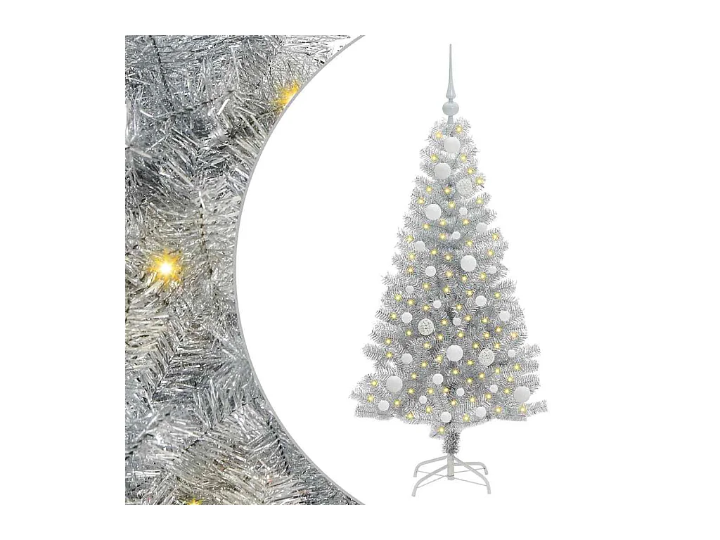 Árbol de Navidad con 150 LED con soporte Plateado 120 cm PET