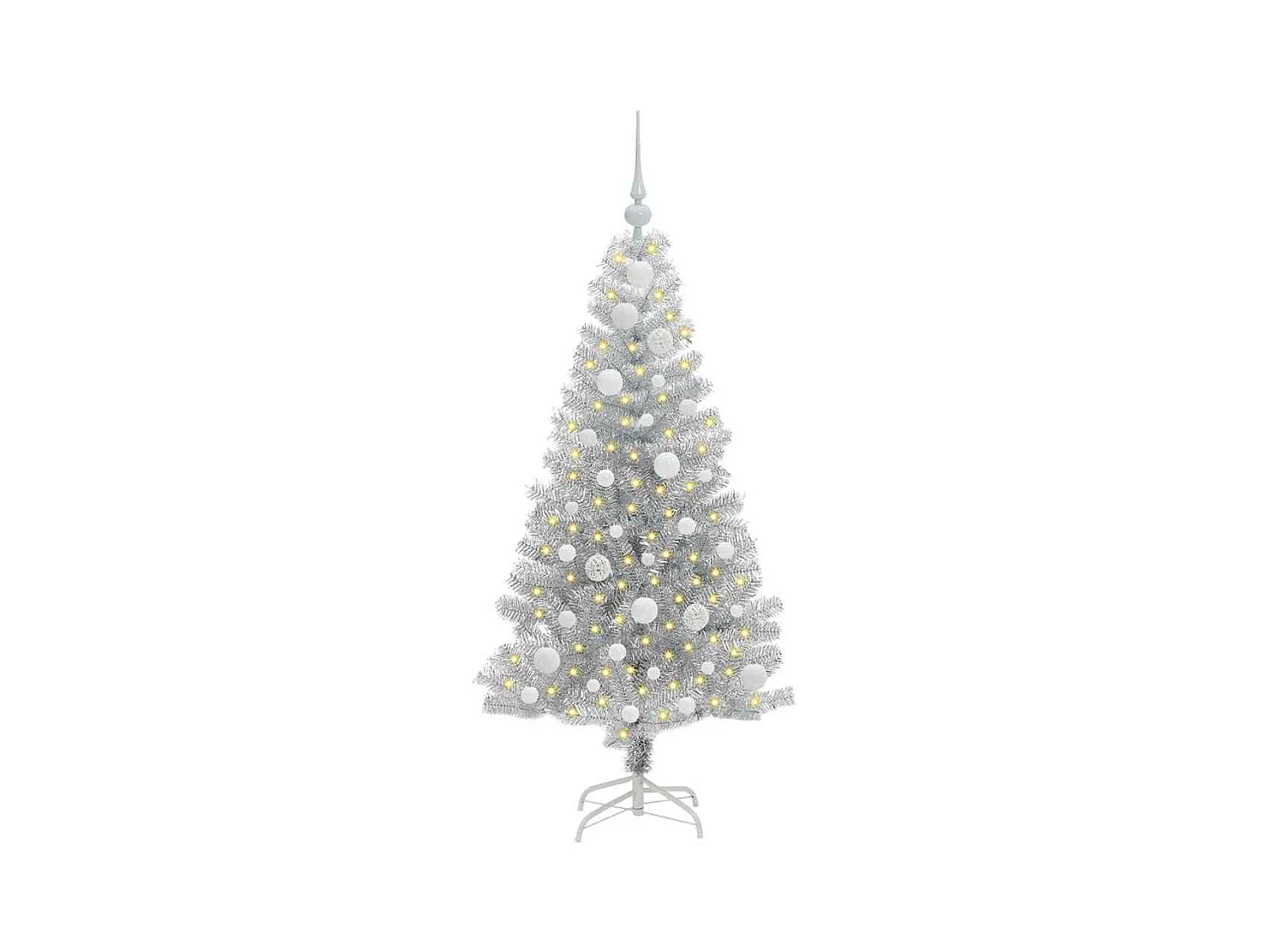 Árbol de Navidad con 150 LED con soporte Plateado 120 cm PET