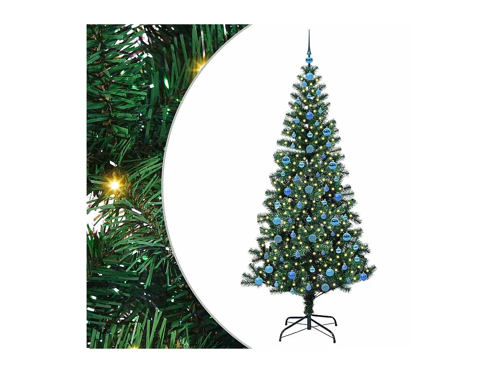 Sapin de Noël artificiel pré-éclairé Vert 210 cm PVC et métal