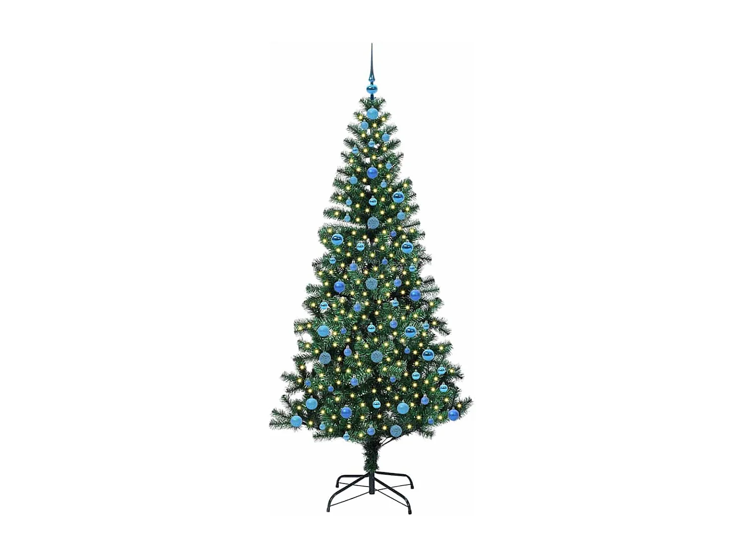 Sapin de Noël artificiel pré-éclairé Vert 210 cm PVC et métal