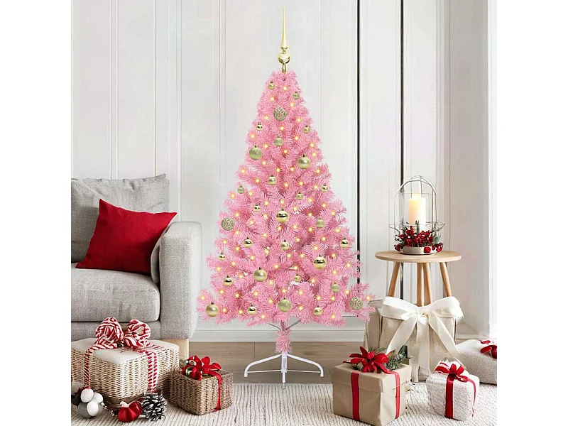 Sapin de Noël artificiel pré-éclairé Rose 150 cm PVC