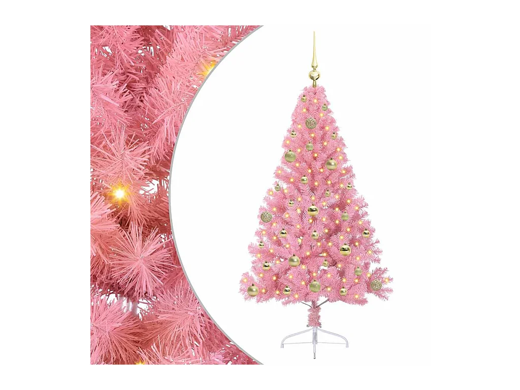 Sapin de Noël artificiel pré-éclairé Rose 150 cm PVC