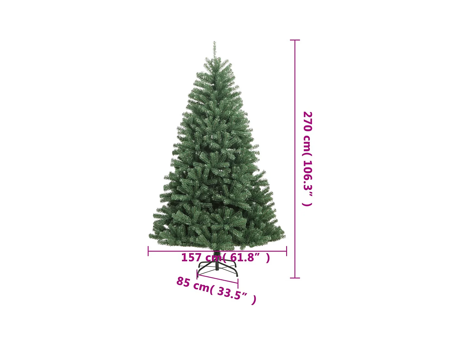 Sapin de Noël artificiel à charnières avec support vert 270 cm