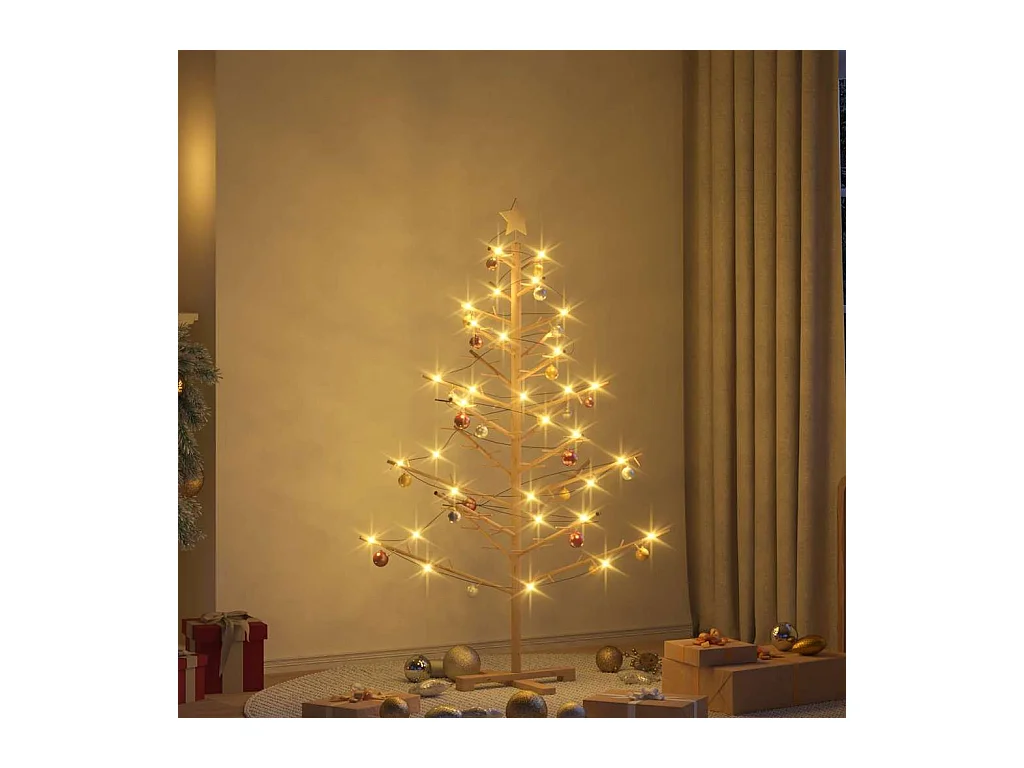 Arbre de Noël en bois Naturel 150 cm Bois massif en pin