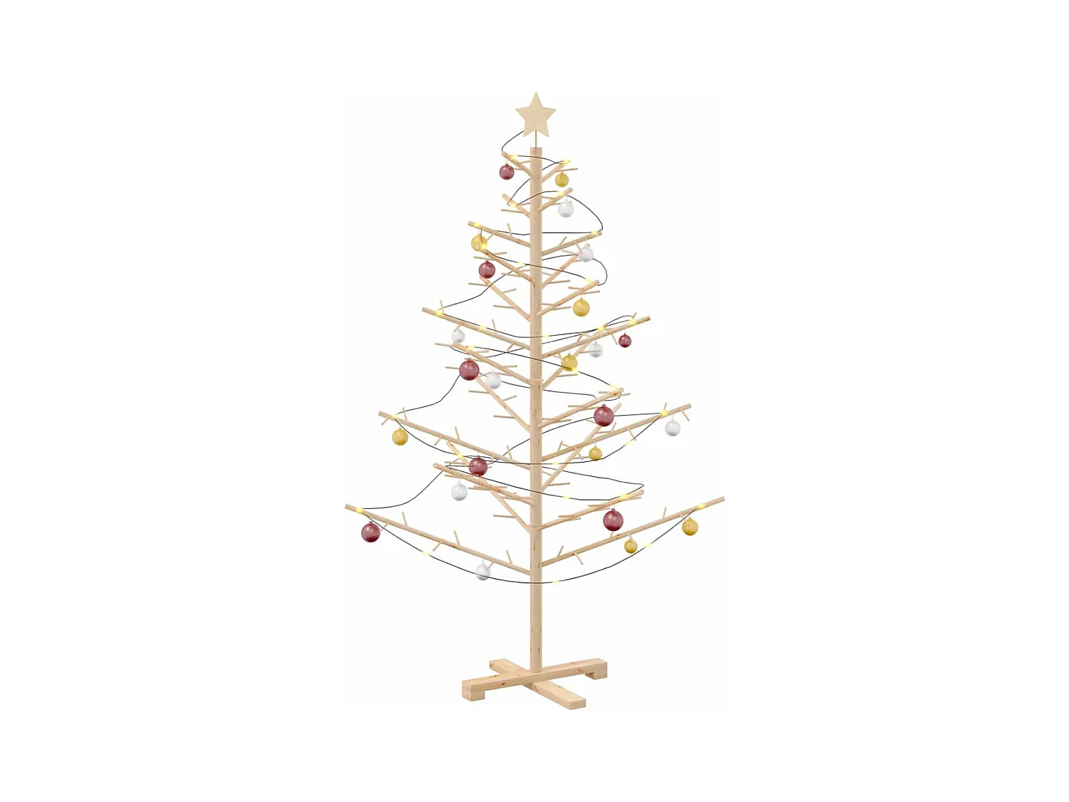 Arbre de Noël en bois Naturel 150 cm Bois massif en pin