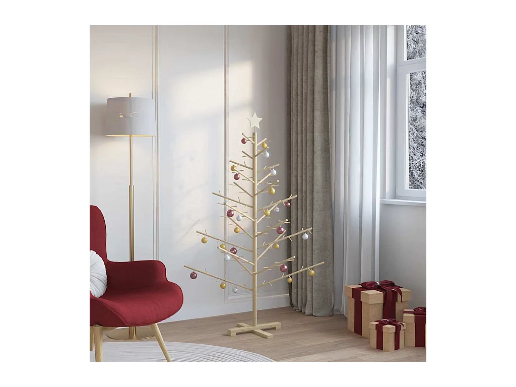 Arbre de Noël en bois Naturel 150 cm Bois massif en pin