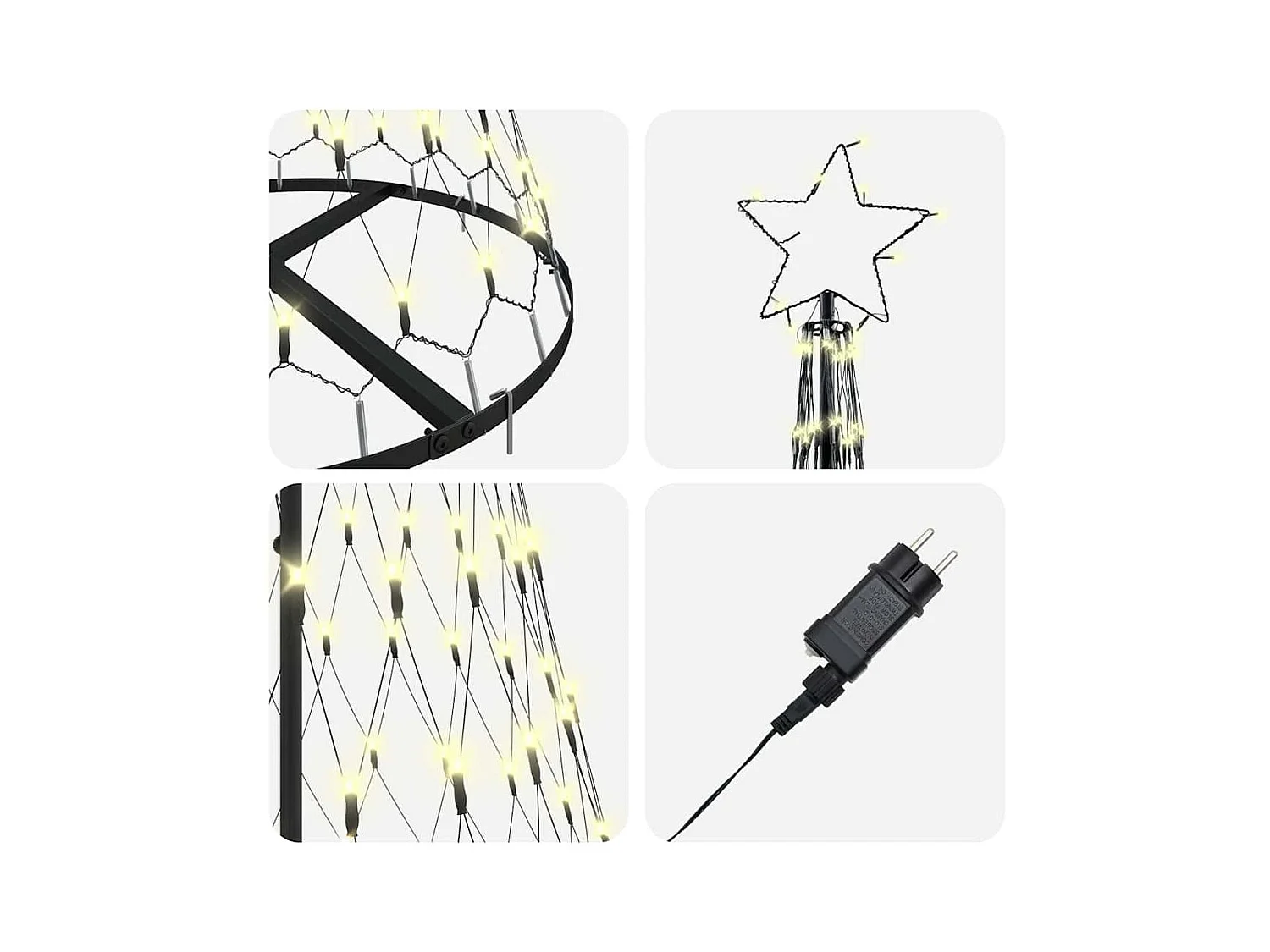 Arbre de Noël LED Blanc chaud 71 x 71 x 184,5 cm Métal