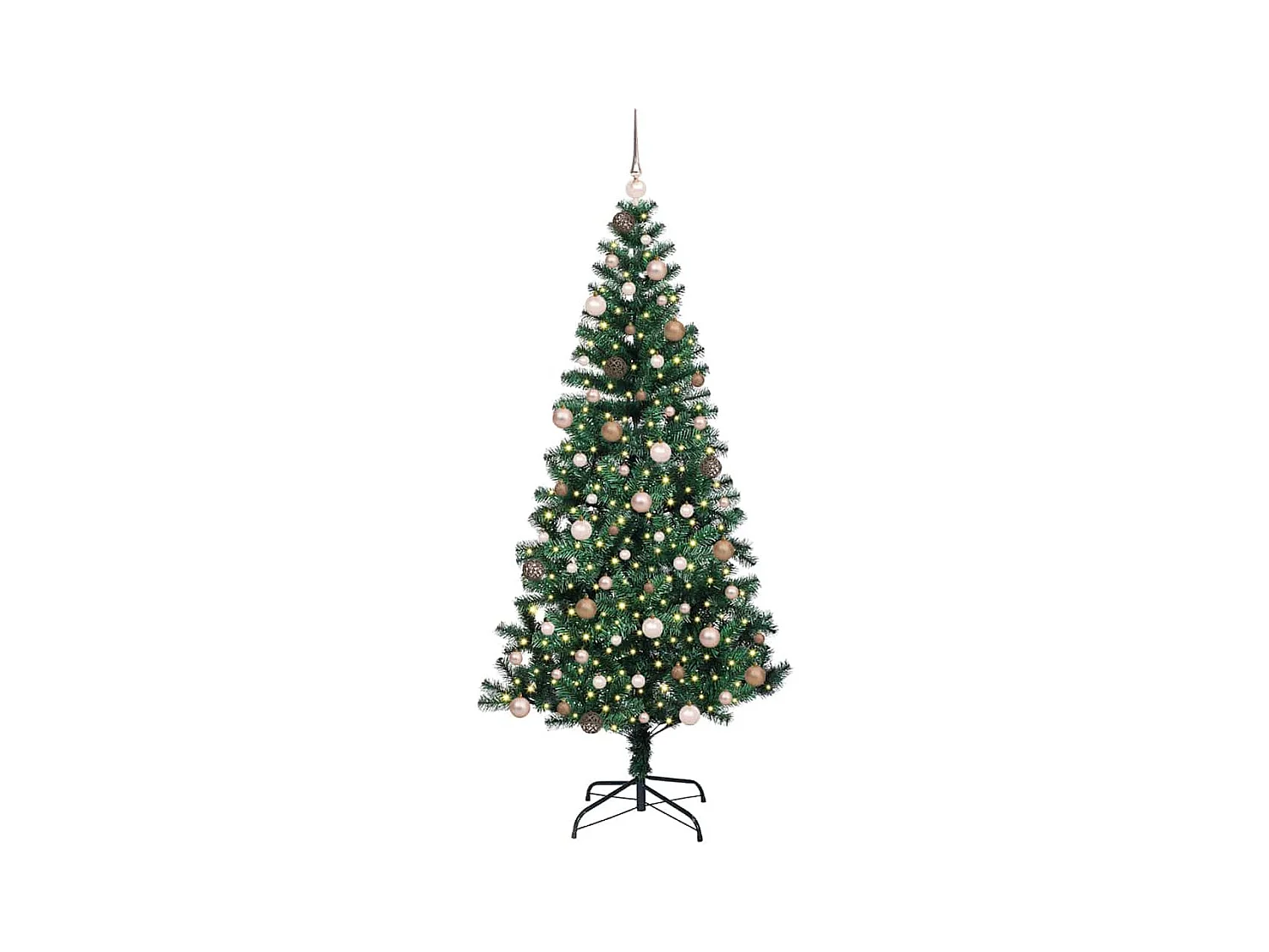 Sapin de Noël artificiel pré-éclairé Vert 210 cm PVC et métal