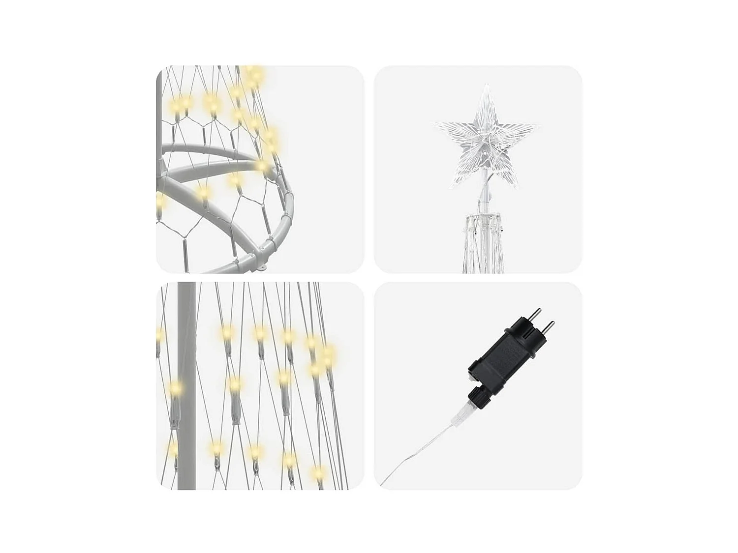 Árbol de Navidad LED con 290 LED Cálido 70 x 70 x 250 cm Metal