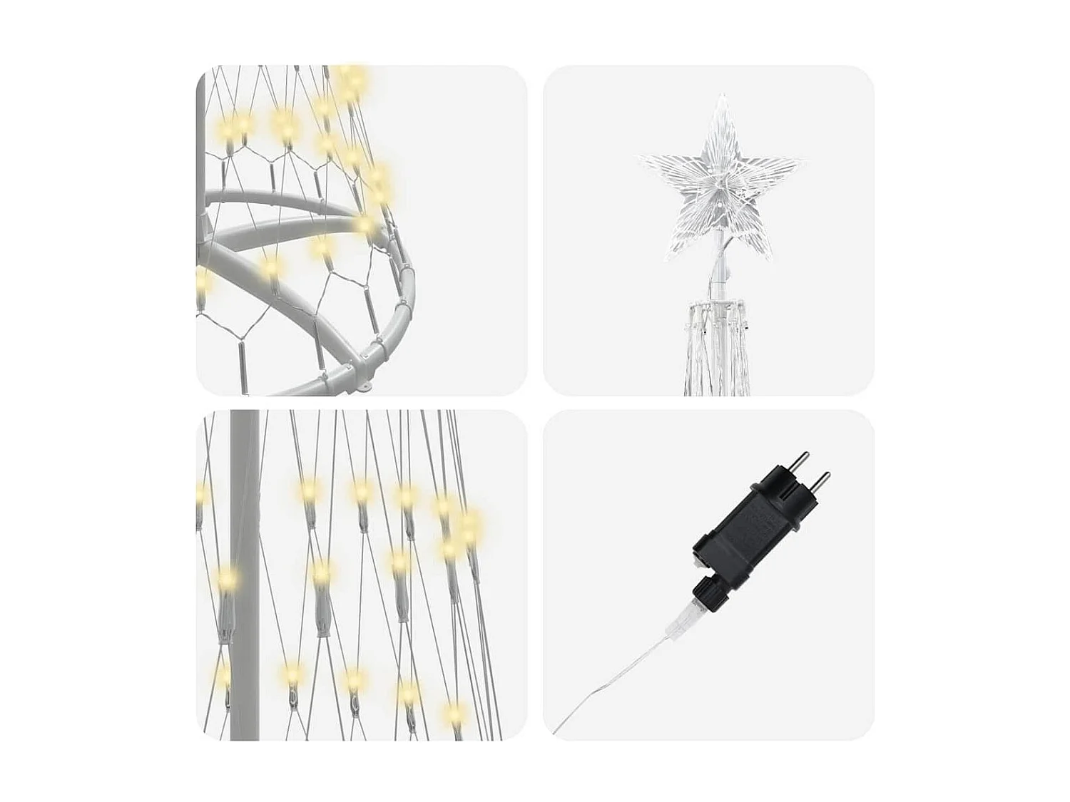 Arbre de Noël LED Blanc chaud 70 x 70 x 250 cm Métal