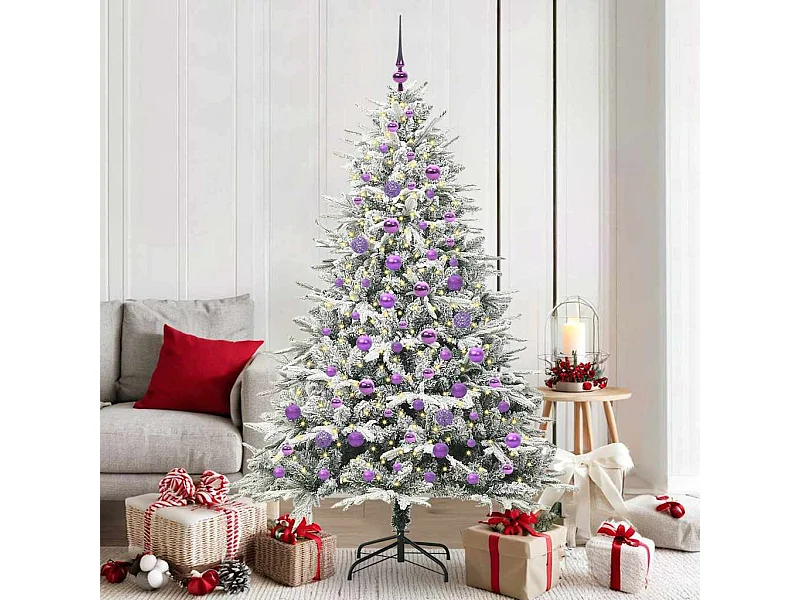 Sapin de Noël artificiel pré-éclairé avec set de boules Vert