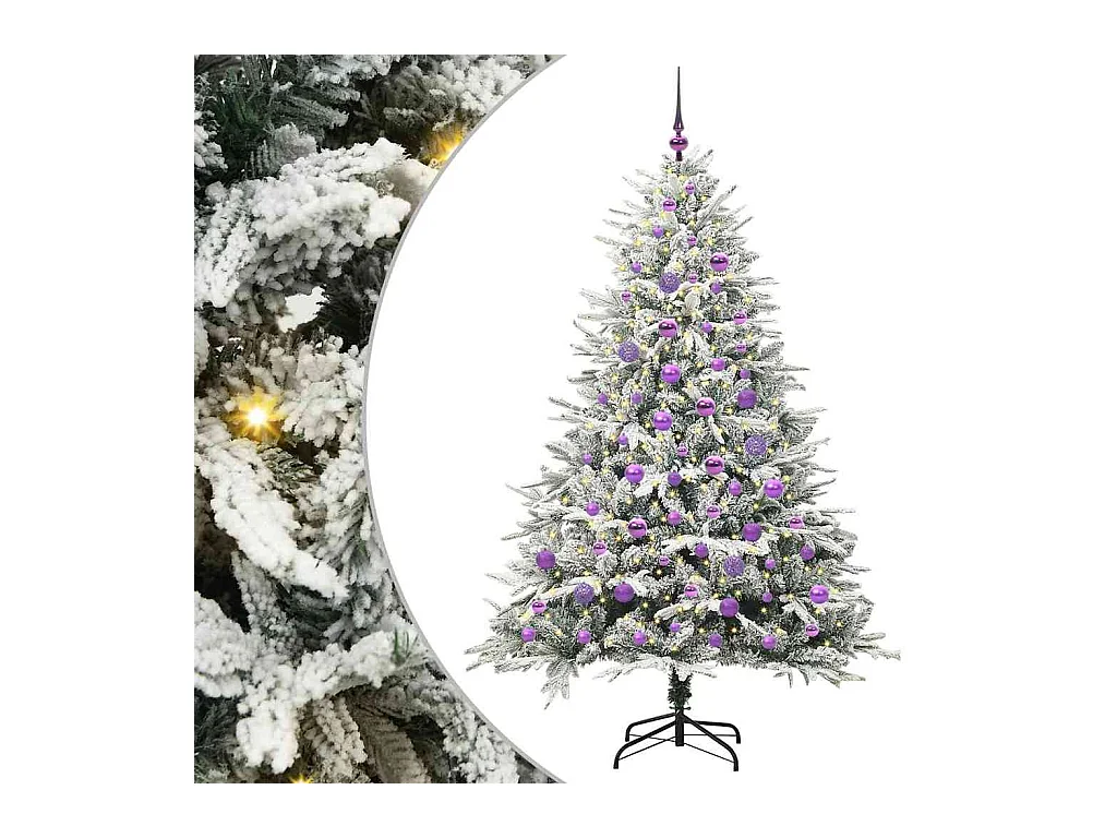 Sapin de Noël artificiel pré-éclairé avec set de boules Vert