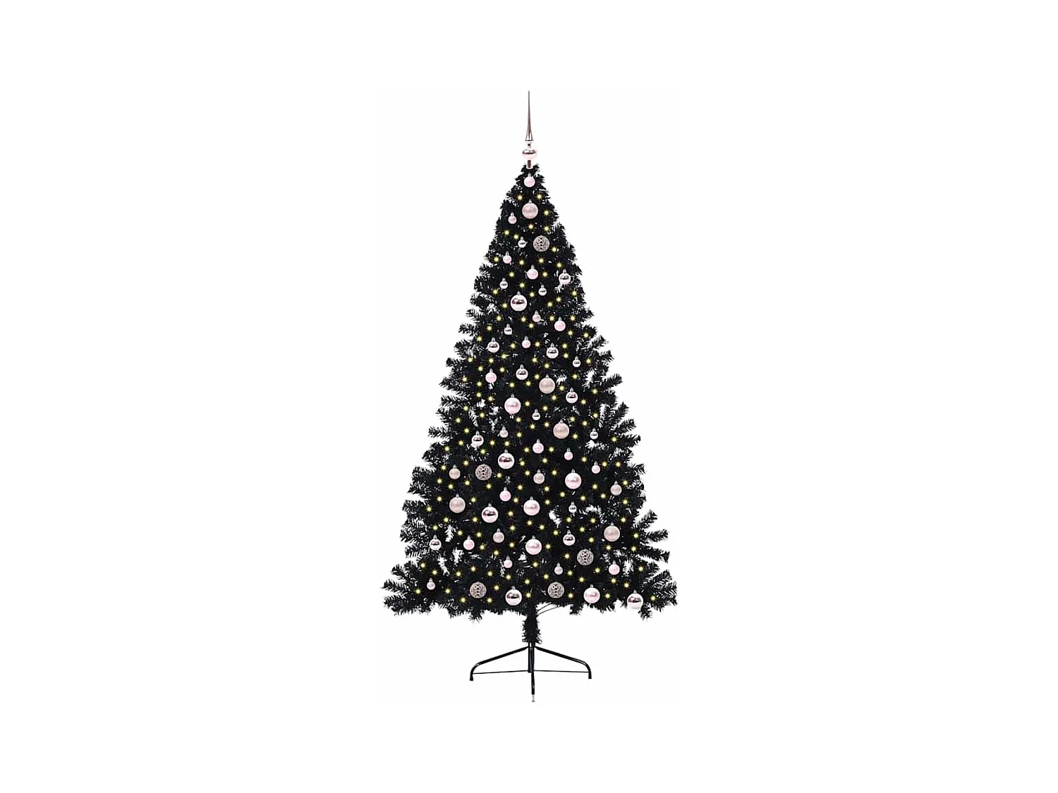 Árvore de Natal Artificial Pré-iluminada Preto 210 cm PVC
