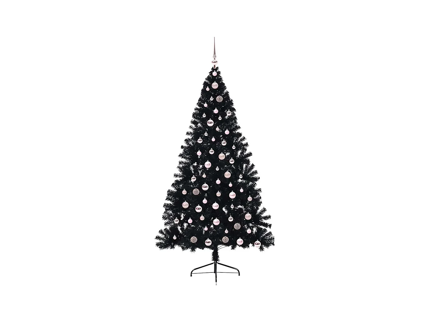 Árvore de Natal Artificial Pré-iluminada Preto 210 cm PVC