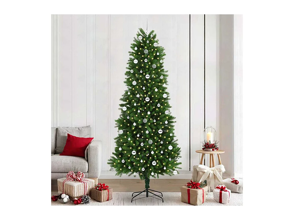 Sapin de Noël avec 300 LED avec support Vert 240 cm PE