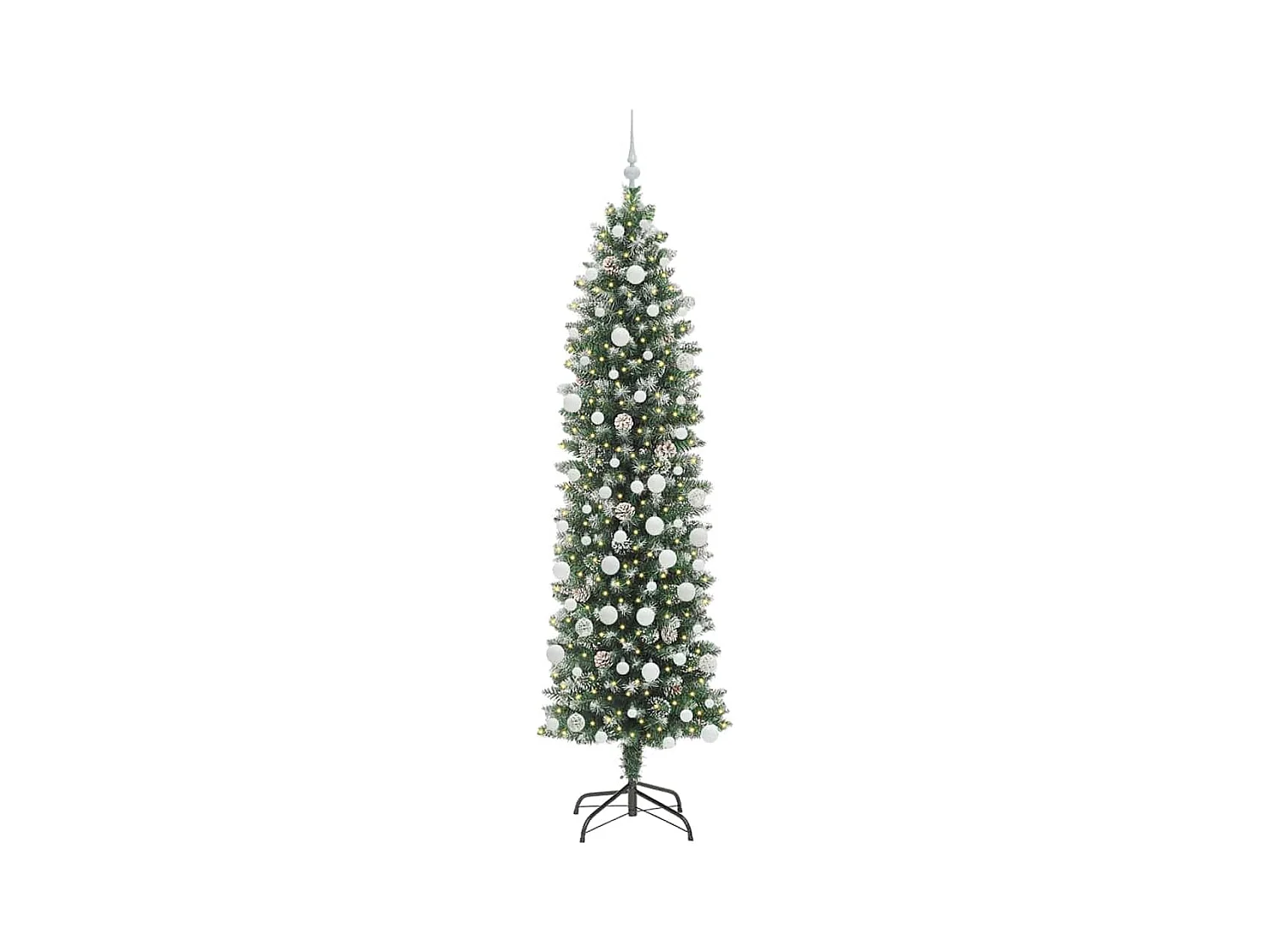Arbre de Noël artificiel slim avec 300 LED Vert et blanc 210 cm