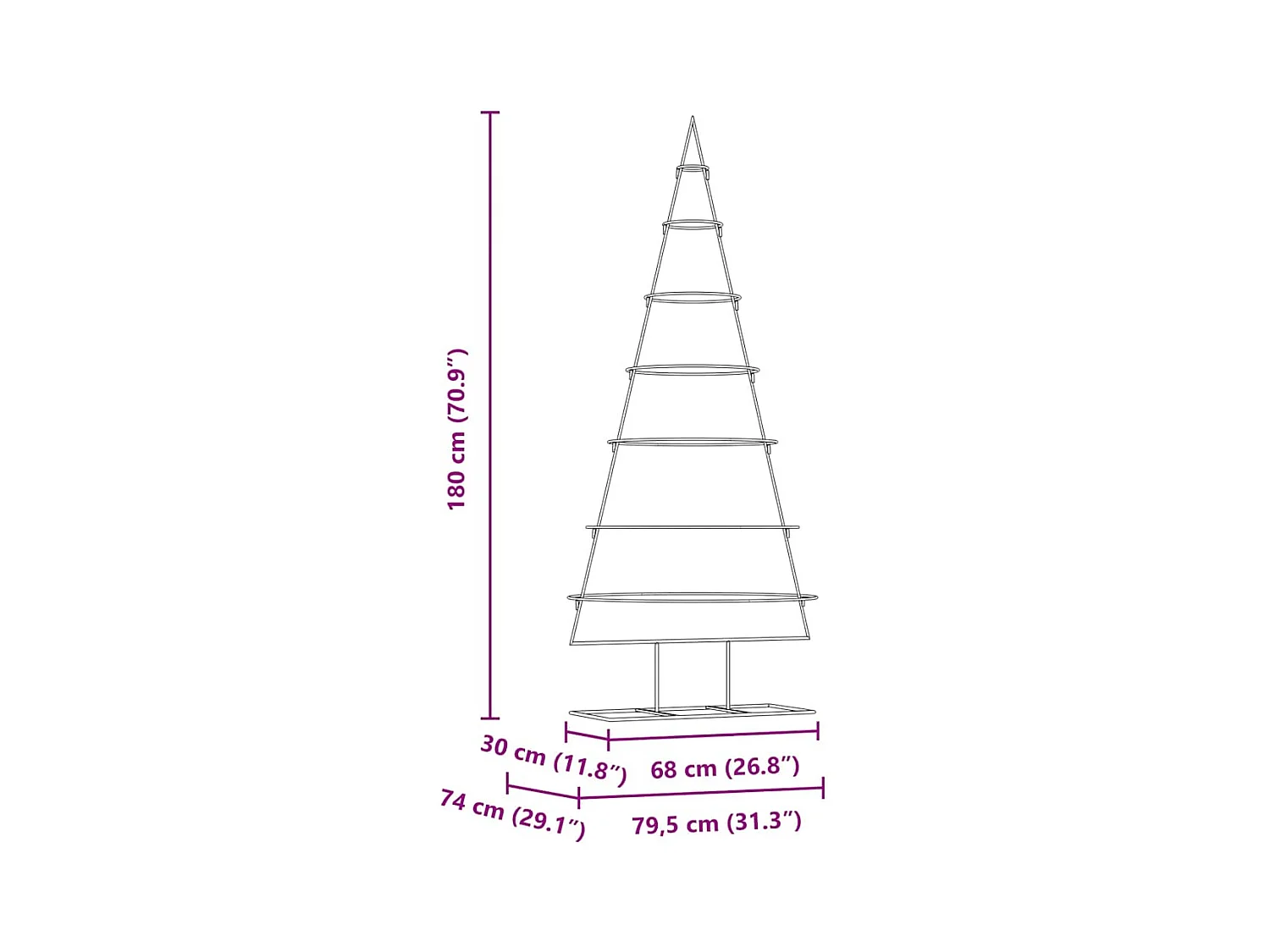 Arbre de Noël en métal Doré 180 cm Acier peint par poudre