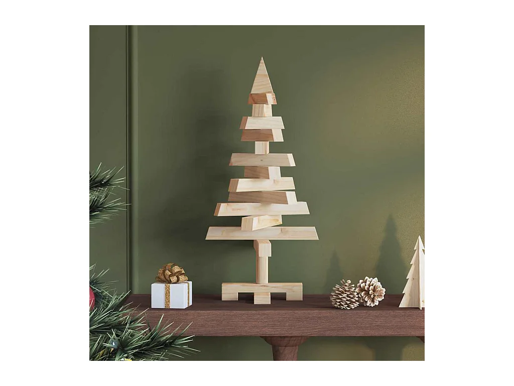 Arbres de Noël avec support Naturel 60 cm Bois massif en pin