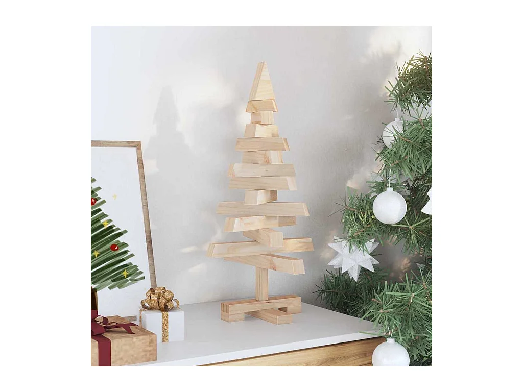 Arbres de Noël avec support Naturel 60 cm Bois massif en pin