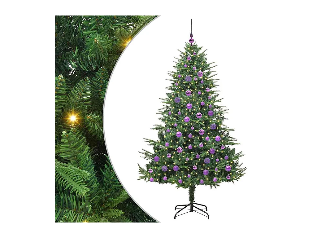 Sapin de Noël artificiel pré-éclairé avec set de boules Vert