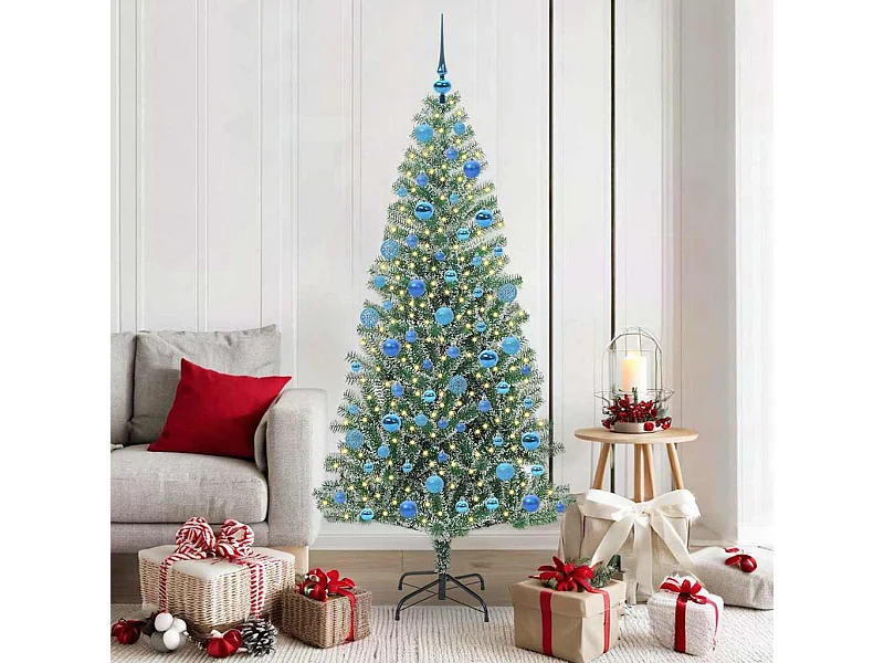 Árbol de Navidad Artificial Nevado con Luz LED Verde y 180 cm