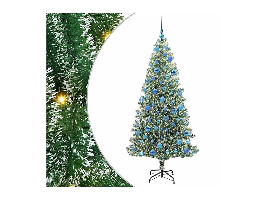 Árbol de Navidad Artificial Nevado con Luz LED Verde y 180 cm