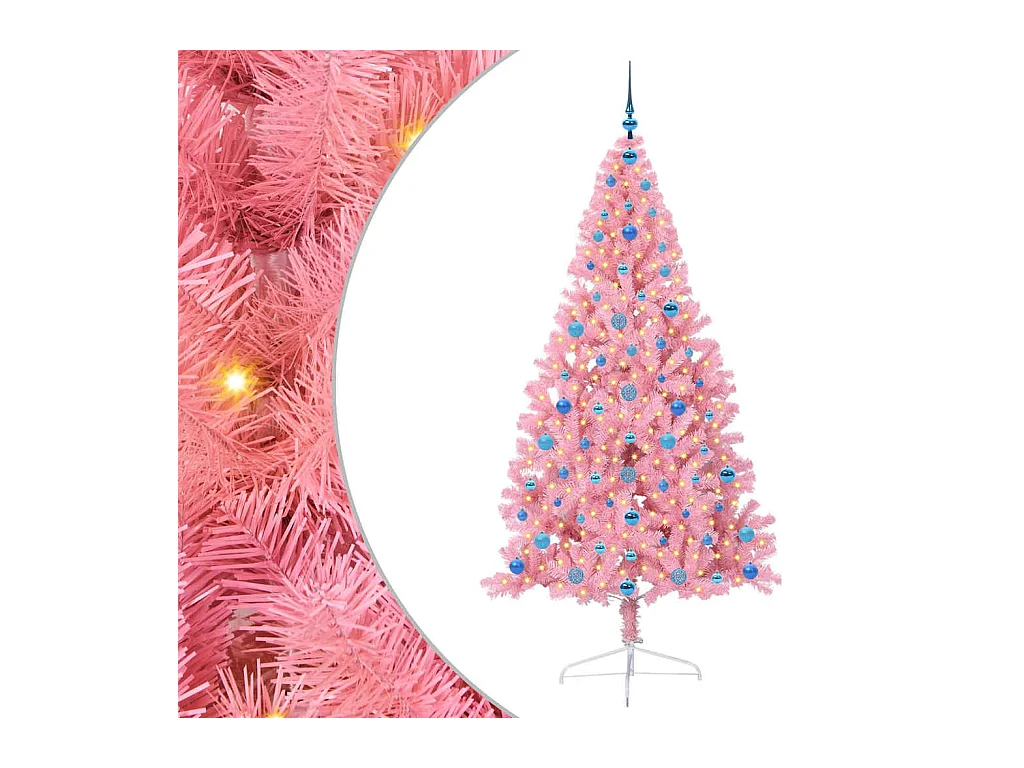 Sapin de Noël artificiel pré-éclairé Rose 210 cm PVC