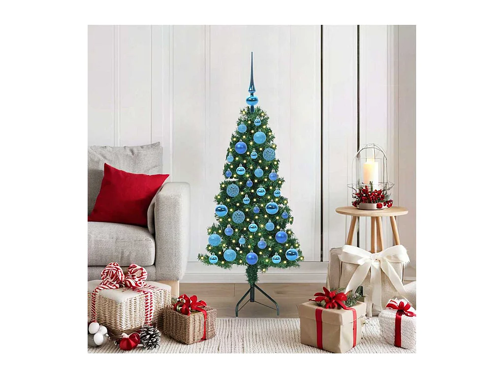 Arbre de Noël artificiel d'angle Vert 120 cm PVC et métal