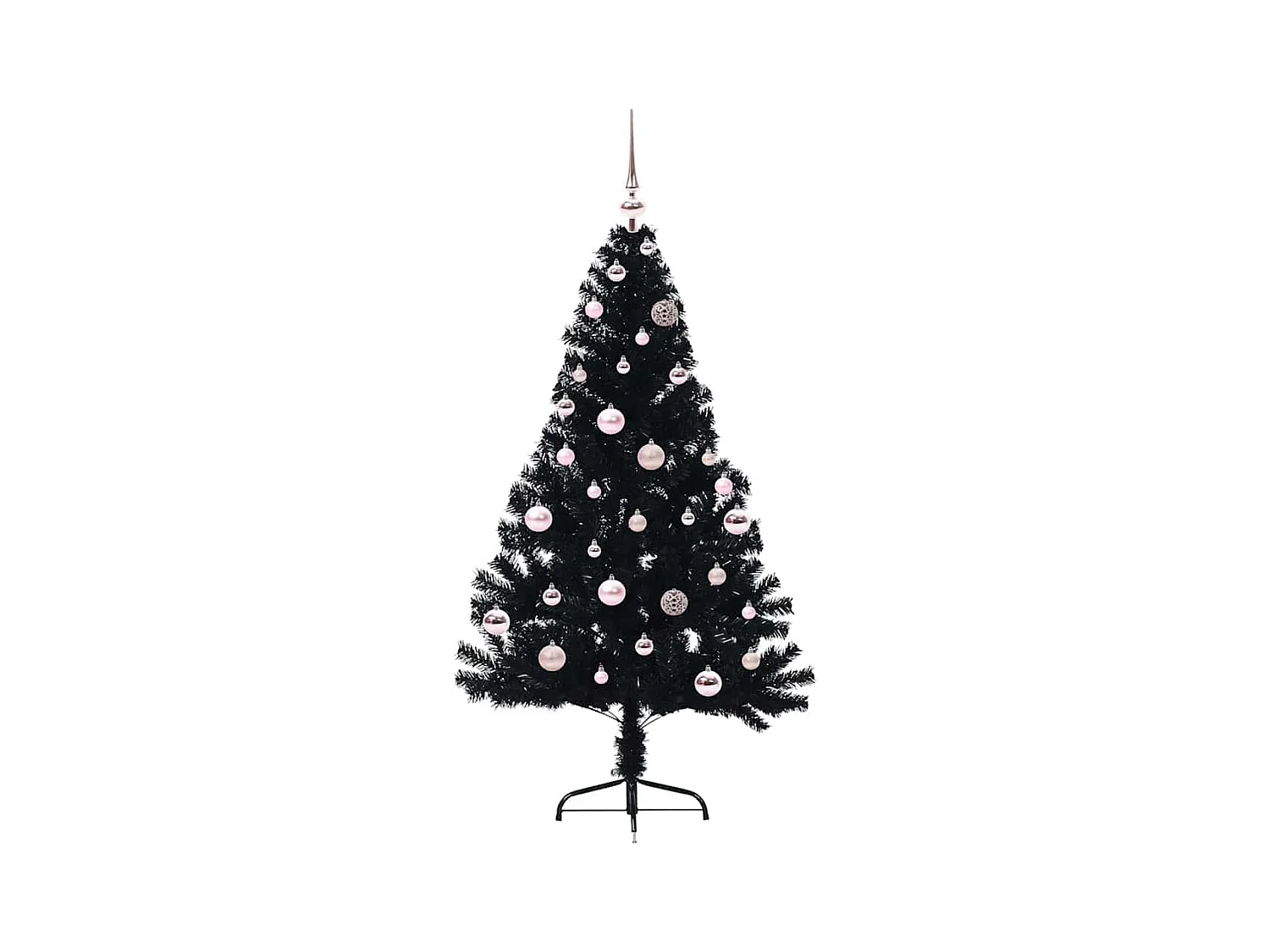 Árvore de Natal Artificial Pré-iluminada Preto 150 cm PVC