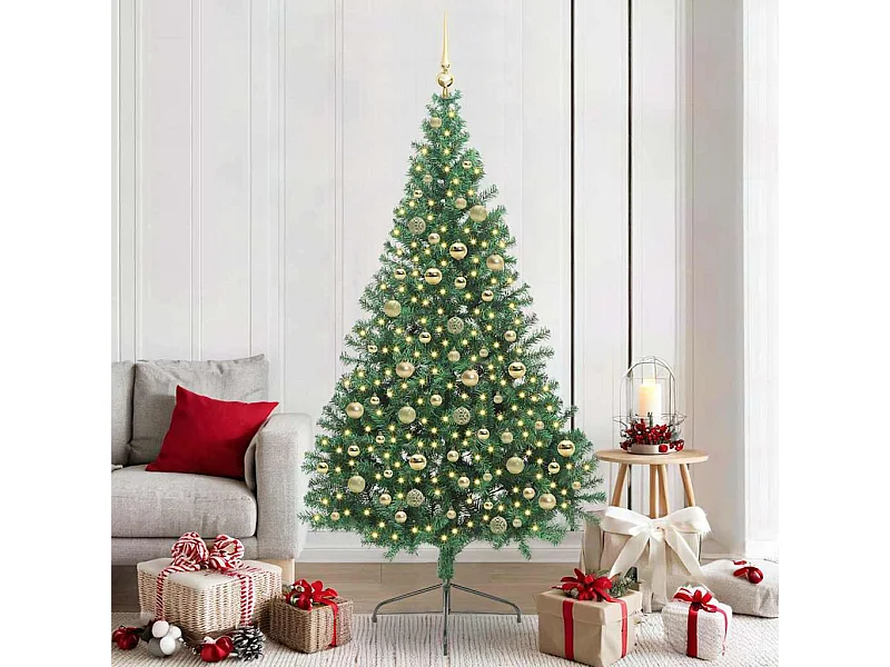 Árbol de Navidad Artificial Preiluminado Verde 210 cm PVC