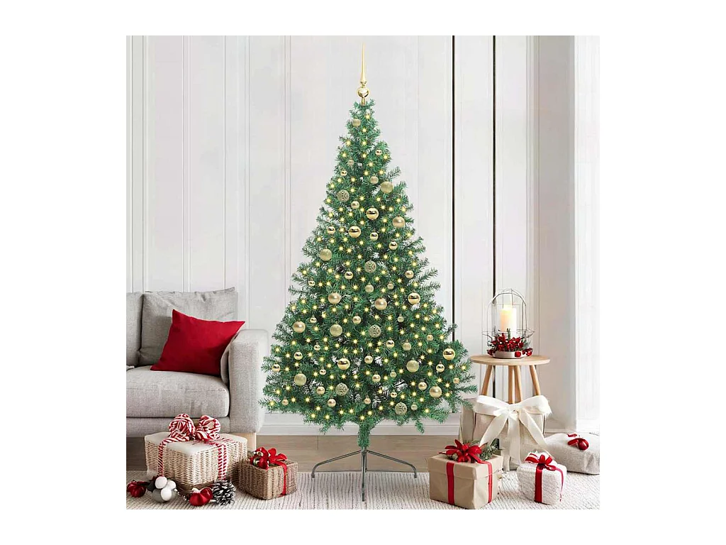 Árbol de Navidad Artificial Preiluminado Verde 210 cm PVC