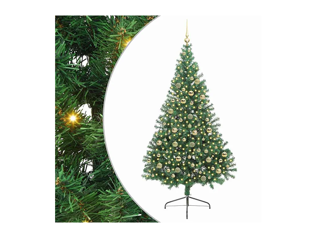 Árbol de Navidad Artificial Preiluminado Verde 210 cm PVC