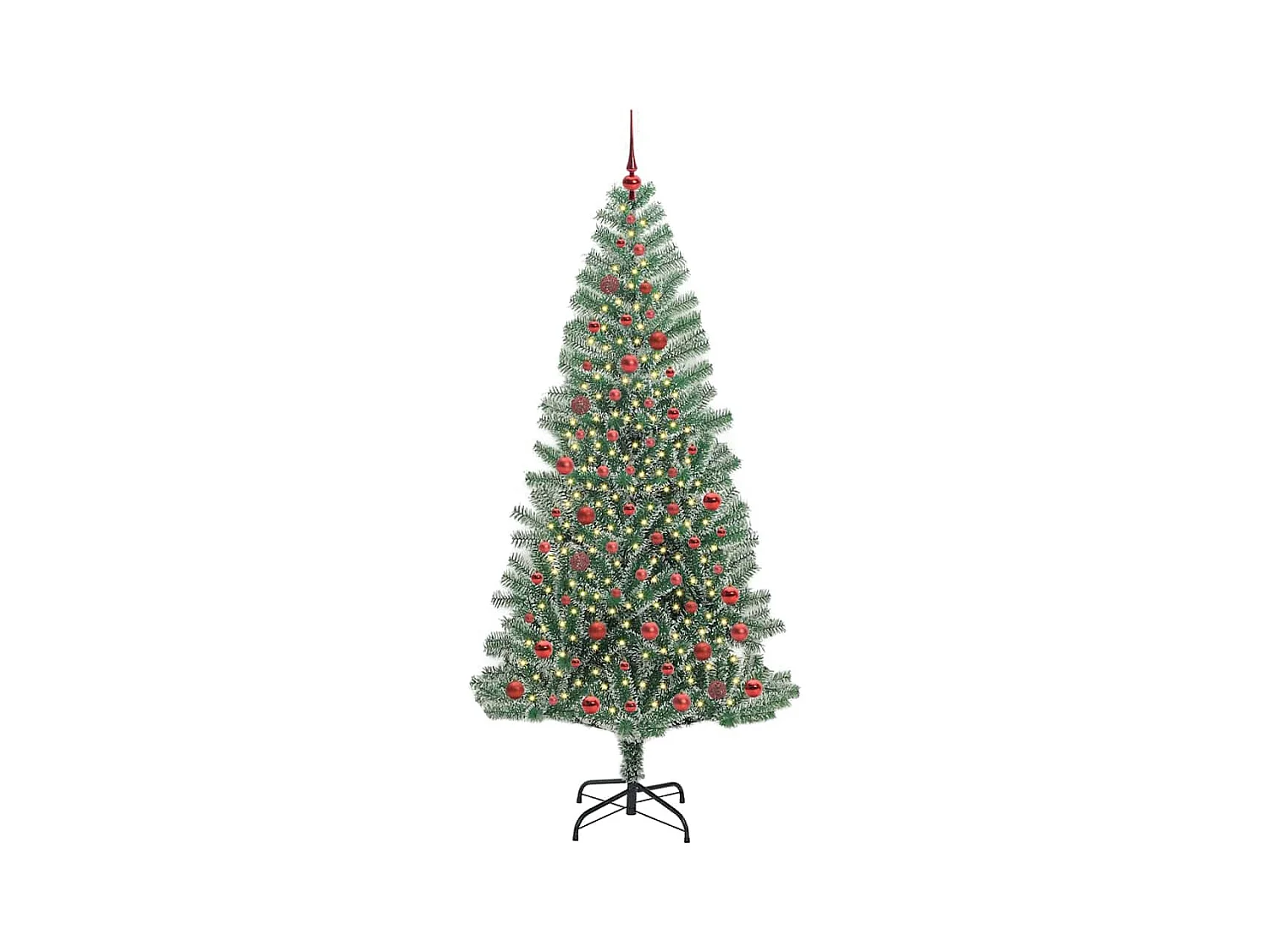 Árbol de Navidad Artificial Nevado con Luz LED Verde y 210 cm