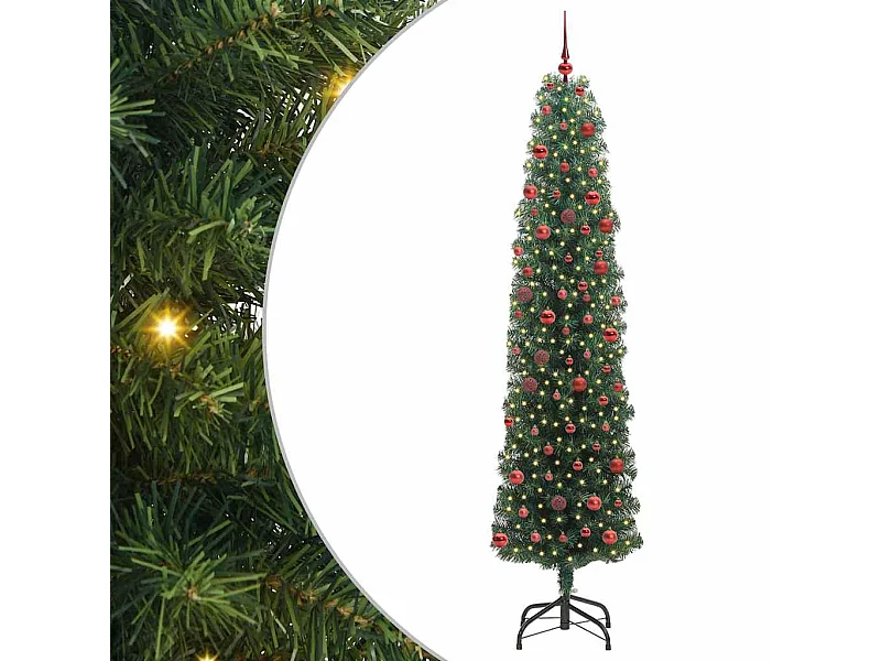Árbol de Navidad artificial Verde 210 cm PVC, Acero y Plástico