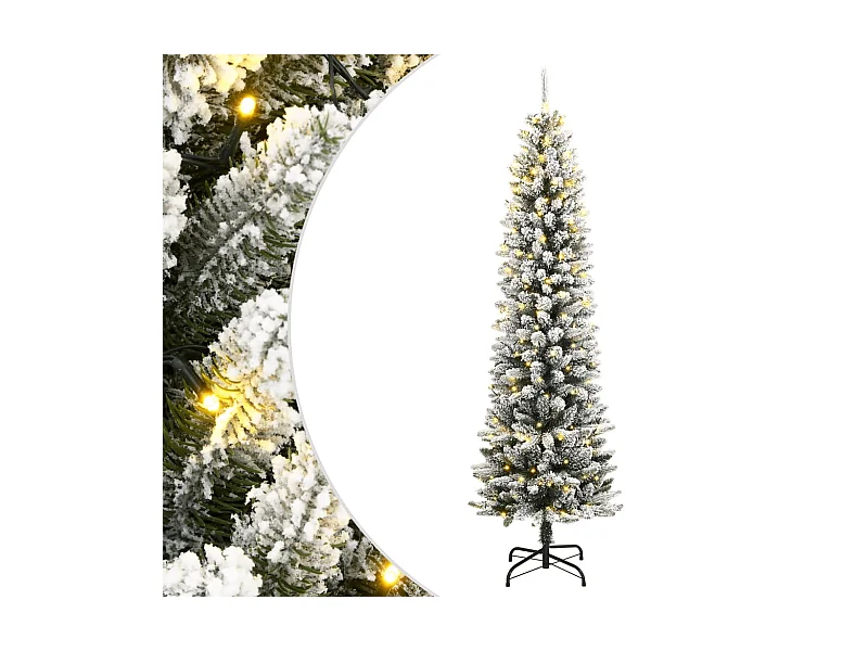 Sapin de Noël artificiel 300 LED et neige floquée 210 cm
