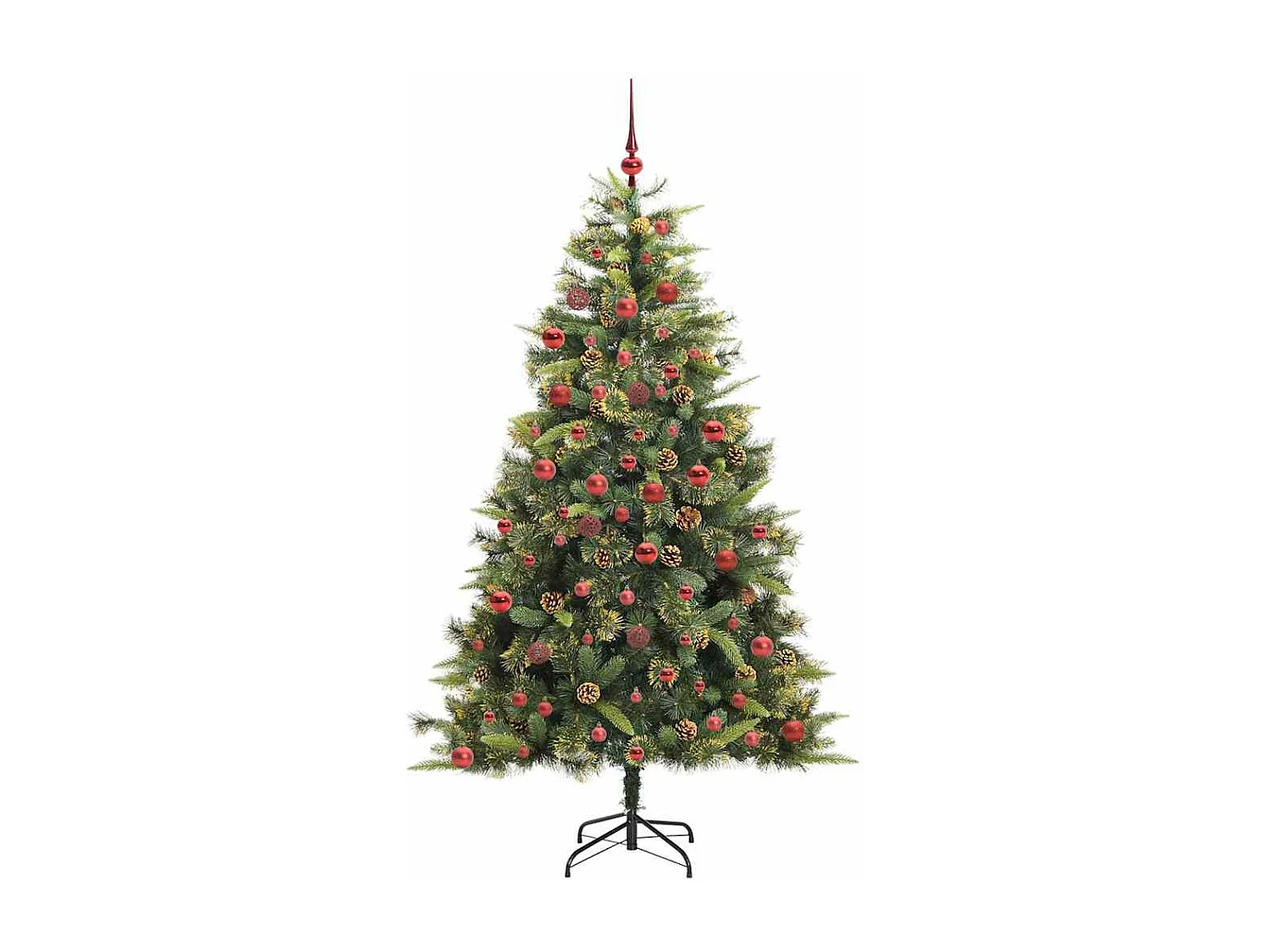 Sapin de Noël artificiel avec branches pliables et cônes 180 cm