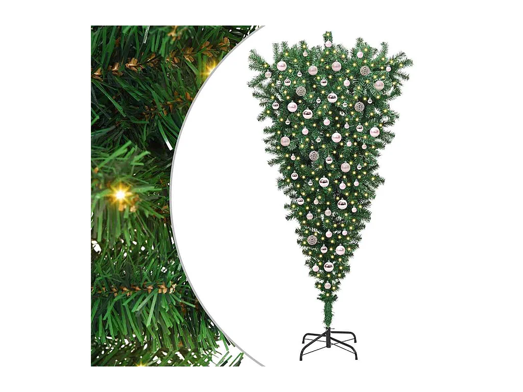 Sapin de Noël artificiel pré-éclairé à l'envers avec ensemble de boules