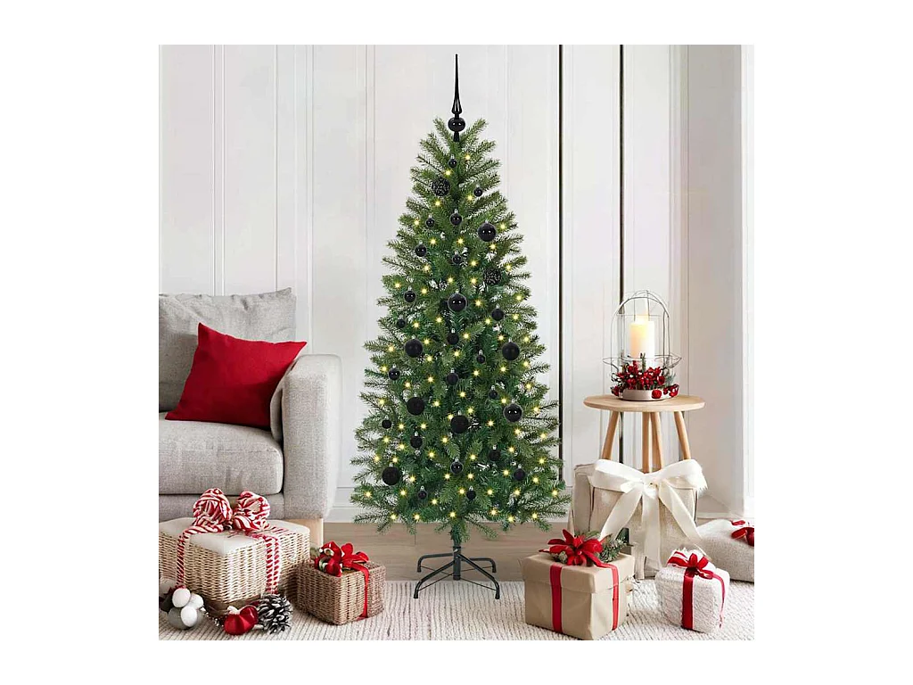 Sapin de Noël artificiel avec 150 LED Vert 150 cm PE et PVC