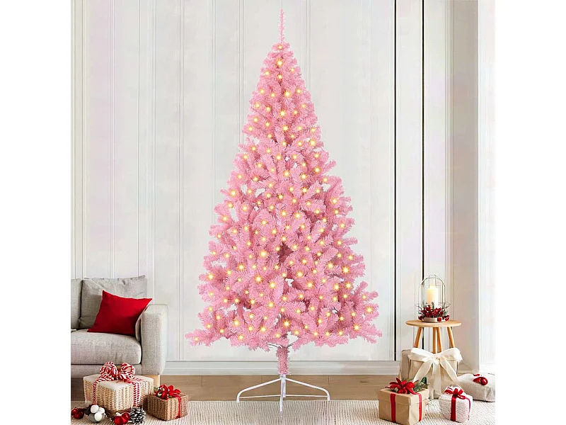 Sapin de Noël artificiel pré-éclairé Rose 240 cm PVC