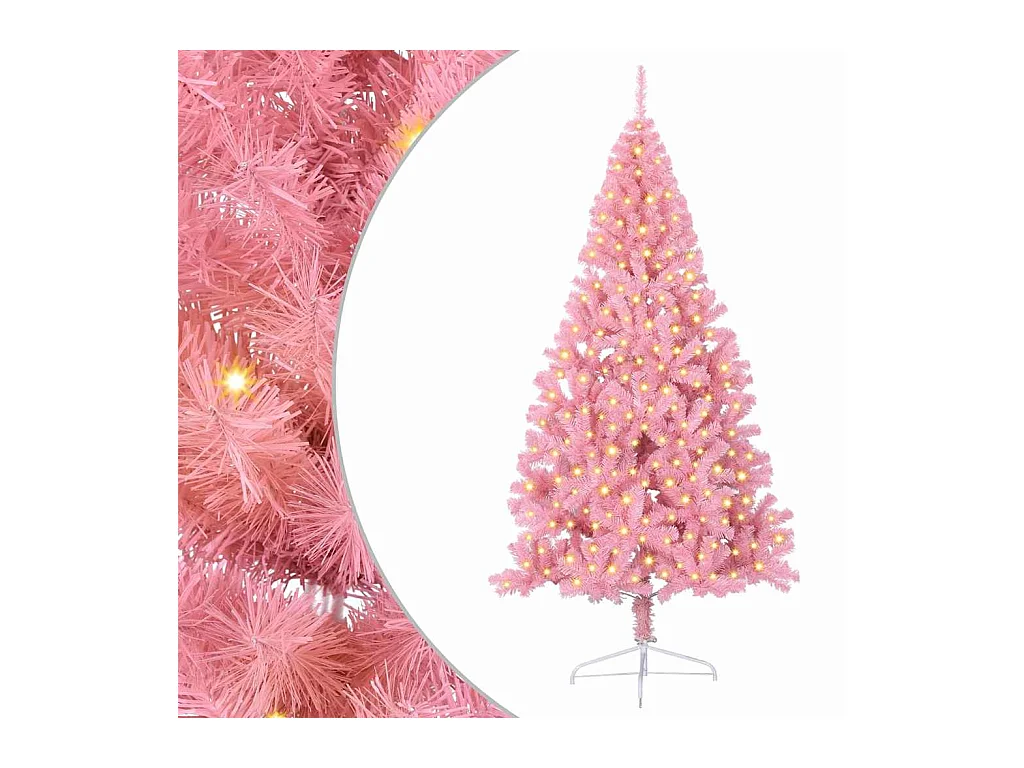 Sapin de Noël artificiel pré-éclairé Rose 240 cm PVC
