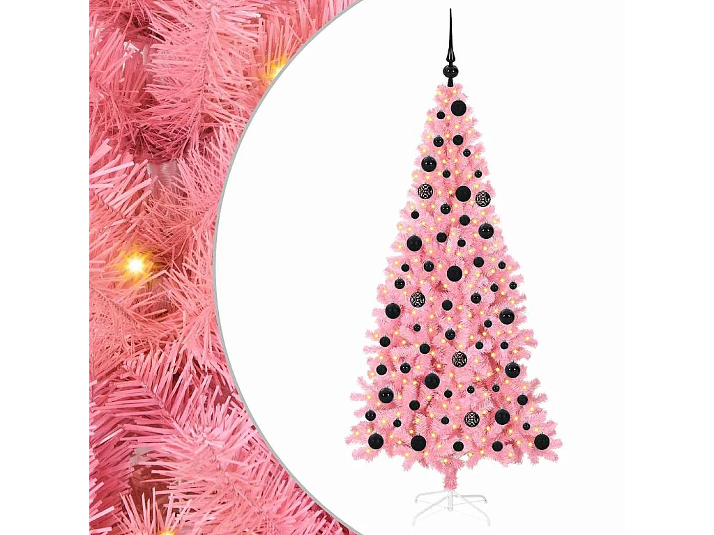 Sapin de Noël avec 300 LED avec support Rose 180 cm PVC